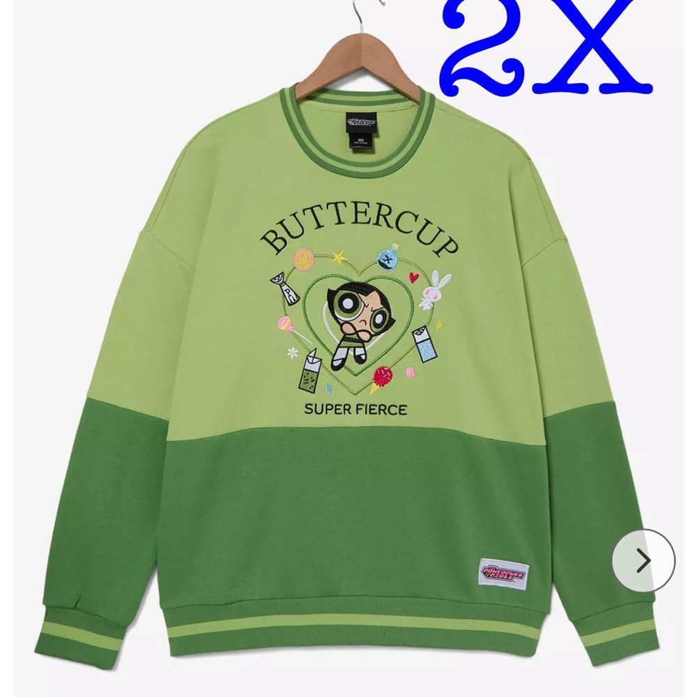 2X The Powerpuff Girls Buttercup Panel Crewneck